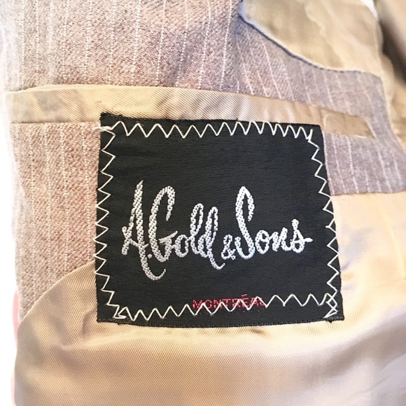 Vintage Men’s Blazer A.Gold & Sons Pinstripe Wool Moka Cream Old money 42L - Picture 10 of 15